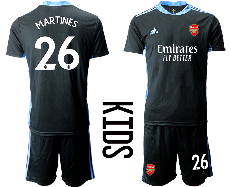 Youth 2020-2021 club Arsenal black goalkeeper #26 Soccer Jerseys1